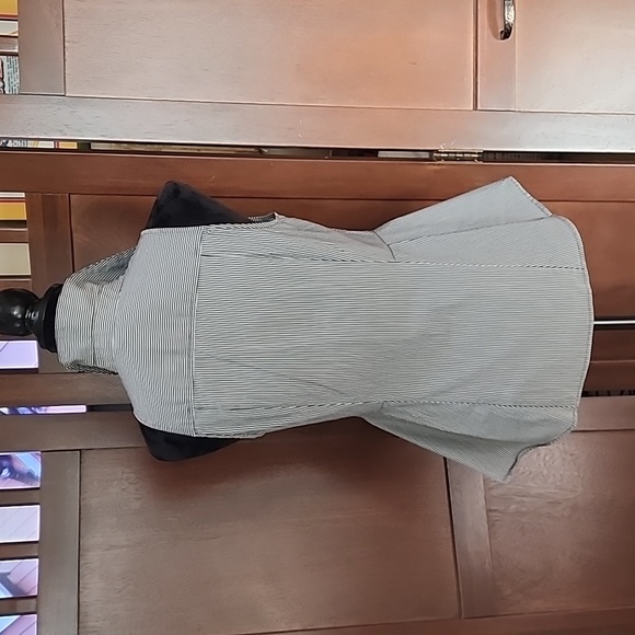 WHBM Sleeveless Gray & White Striped Peplum Poplin Shirt Size 6 - Picture 6 of 8